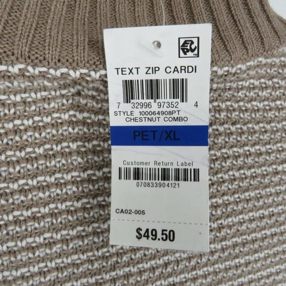 Karen Scott Women's Zip PXL Chestnut Cardigan Sweater NWT $49.50 - Picture 5 of 5